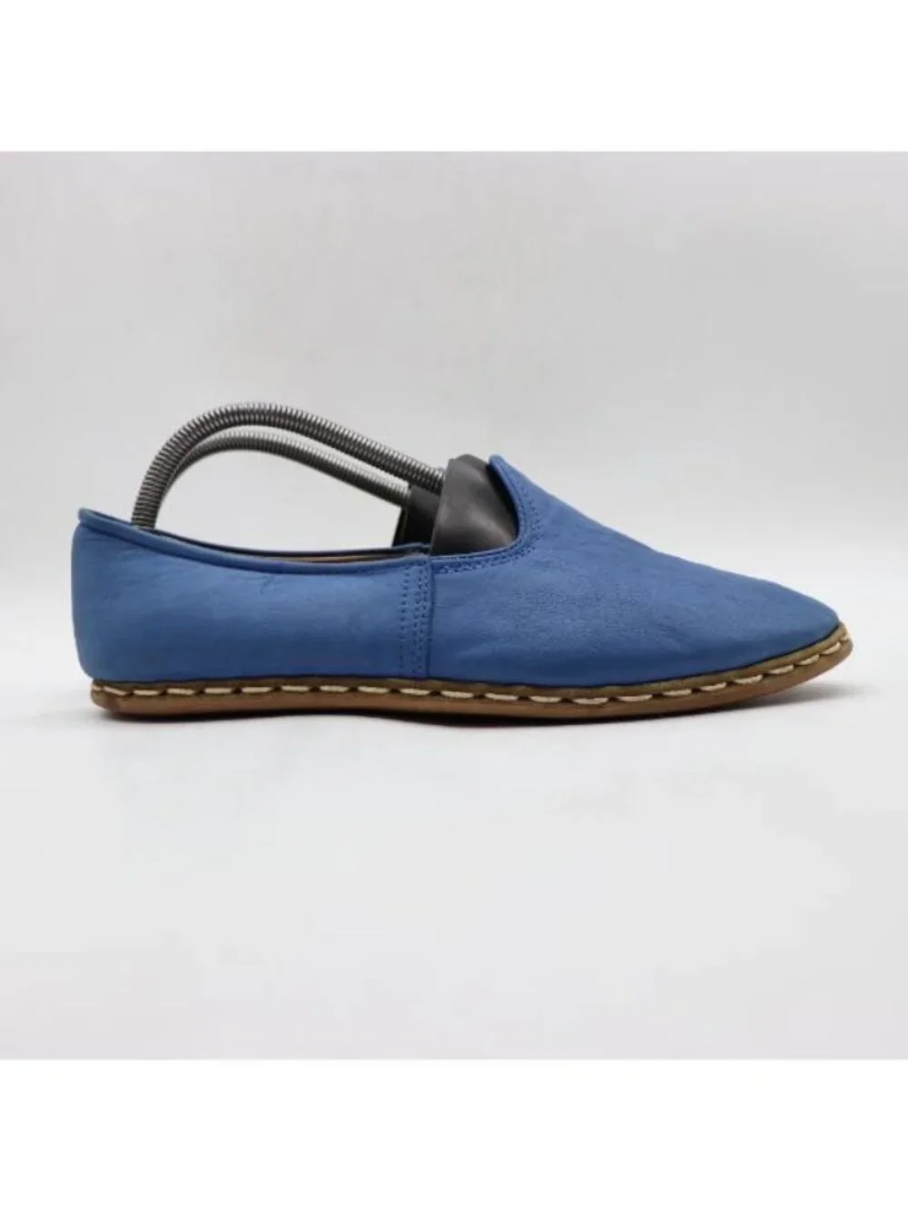 Sabah Turkish Signature Blue Leather Men’s EU 41 Slip On Shoes Handmade Loafers